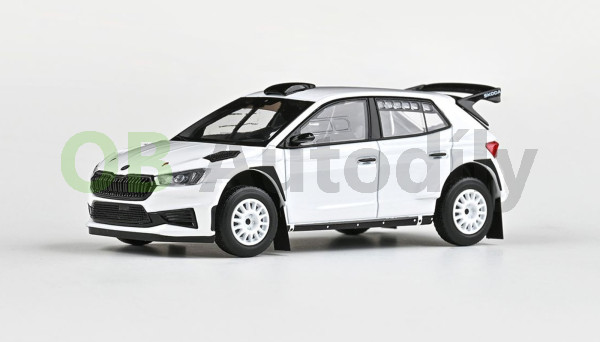 ŠKODA FABIA IV RS Rally2 - ABREX - 1:43 - bílá (šotolinová kola - typ B)