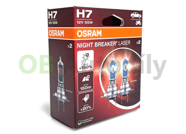 autožárovka Osram H7 12V 55W PX26d Night Breaker Laser (2 ks) + 150% více světla